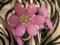 Glass, purple flower bracelet with Swarovski crystals