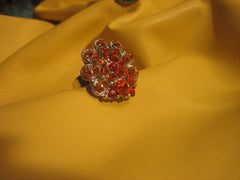 Orange ring with Swarovski crystals- adjustable