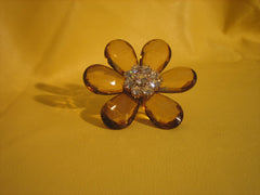 Glass stretchable brown flower  ring