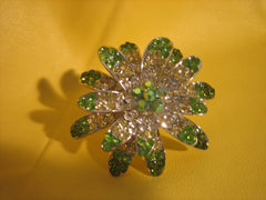 Green ring with Swarovski crystals- adjustable
