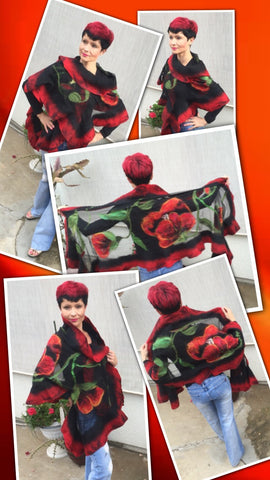 GK Creation - Black with red poppys.