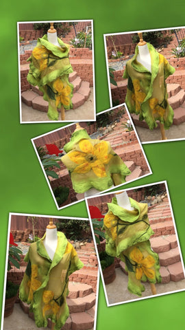 GK Creation - Green with yellow flowers.
